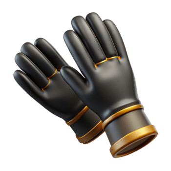 elegant minimalist Black Leather Gloves Element png