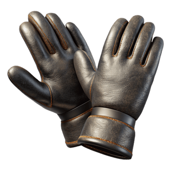 serene abstract Black Leather Gloves on White authentic png