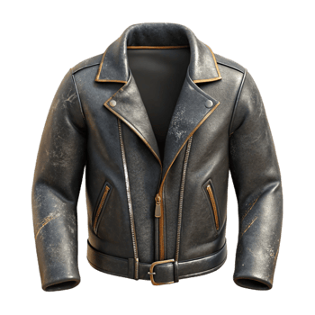 extraordinary rustic Black Leather Jacket Cutout on White Background professional png