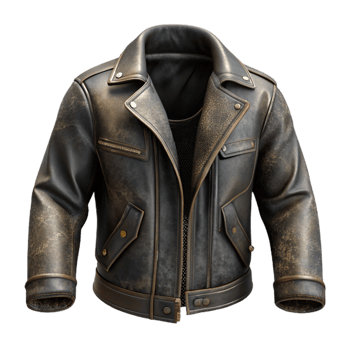 extraordinary artistic Black Leather Jacket Detail on White original png
