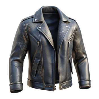 magnificent rustic Black Leather Jacket Detail on White high resolution png