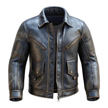 impressive rustic Black Leather Jacket Detail on White high resolution png