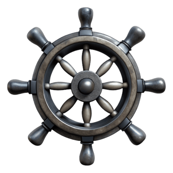 serene contemporary Black Ship Wheel Front View authentic png