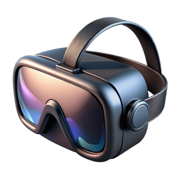 magnificent minimalist Black Vr Headset Front View Cutout with Reflections detailed png