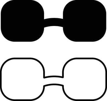 Square Glasses Silhouette Flat And Outline Icon vector