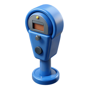 serene minimalist Blue Parking Meter Front View high resolution png
