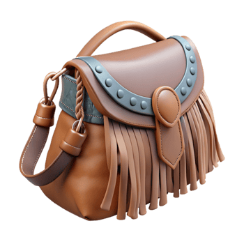 elegant rustic Boho Chic Fringe Bag Side View Cutout Transparent Background authentic png