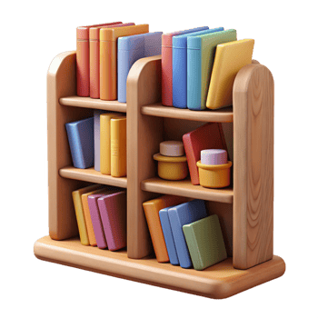 stunning artistic Bookshelf Filled with Books Cutout authentic png
