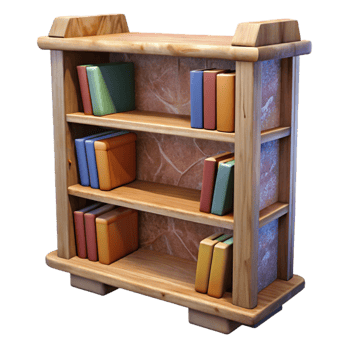 dramatic vintage Bookshelf Wooden Shelves Transparent Background premium png