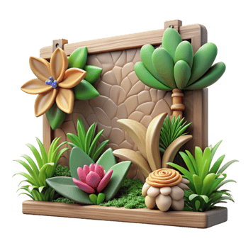 vibrant contemporary Botanical Garden Sign Flowers Plants Cutout premium png
