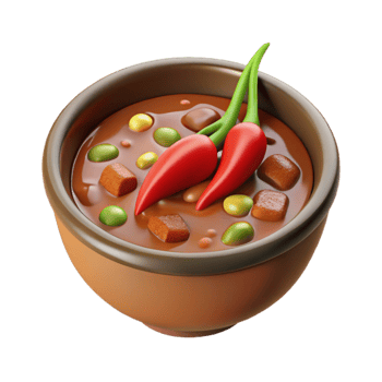 wonderful minimalist Bowl of Chili with Toppings original png