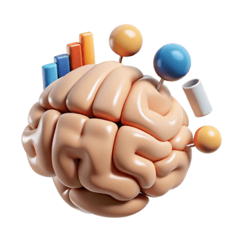 stunning minimalist Brain with Data Analysis Icons on White genuine png