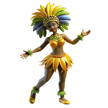 vibrant minimalist Brazilian Carnival Dancer Silhouette Transparent Background detailed png