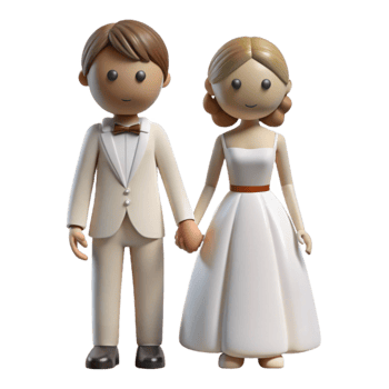 vibrant traditional Bride and Groom Silhouettes Holding Hands Cutout premium png