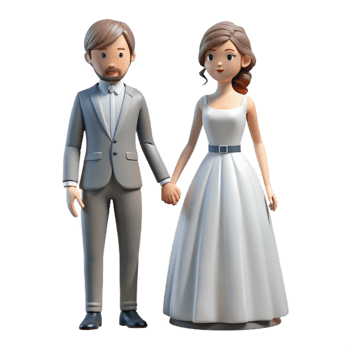 elegant creative Bride and Groom Silhouettes Holding Hands Cutout detailed png