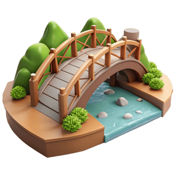 impressive artistic Bridge Over River Landscape View authentic png