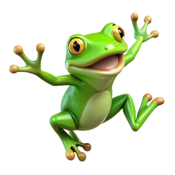 dramatic vintage Bright Green Frog Leaping Cutout premium png