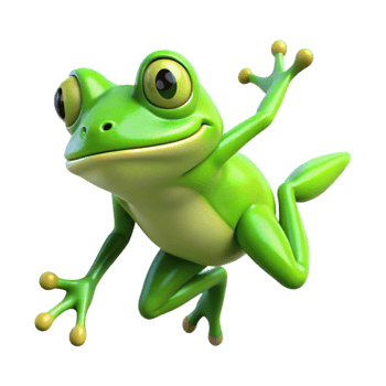 impressive traditional Bright Green Frog Leaping Cutout detailed png