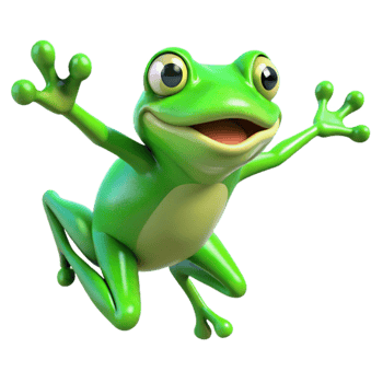 serene rustic Bright Green Frog Leaping Cutout original png