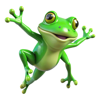 dramatic modern Bright Green Frog Leaping Cutout png
