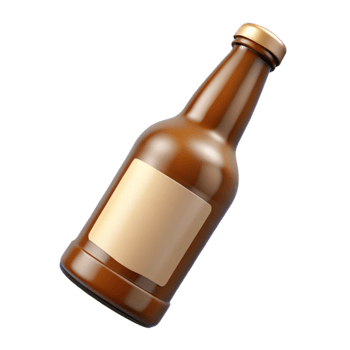 beautiful minimalist Brown Beer Bottle with Blank Label Cutout high resolution png