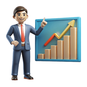 wonderful modern Businessman Pointing at Growth Chart Cutout Element high quality png
