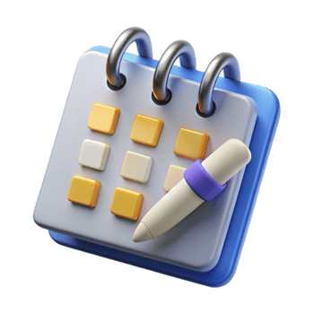 beautiful artistic Business Planning Icon Calendar and Pen Transparent Background original png