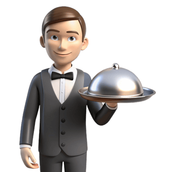 wonderful traditional Butler Holding Silver Tray Cutout exclusive png