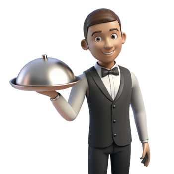 magnificent modern Butler Holding Silver Tray Cutout professional png