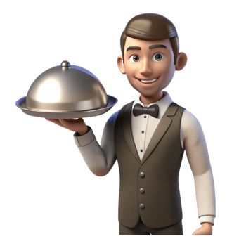 magnificent modern Butler Holding Silver Tray Cutout detailed png