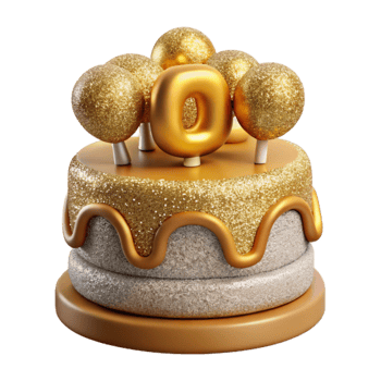 dramatic minimalist Cake Topper Happy Birthday Gold Glitter premium png