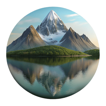 magnificent minimalist Calm Lake Reflection Mountain View Transparent Background authentic png