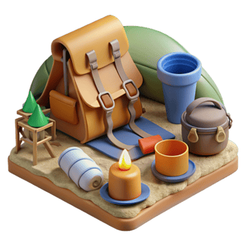 wonderful creative Camping Gear Arranged on Ground Cutout high resolution png