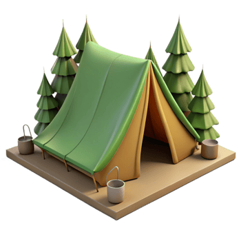 extraordinary artistic Camping Tent in Forest Transparent Background detailed png