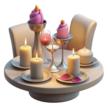 elegant classic Candlelight Dinner Romantic Setting Transparent premium png