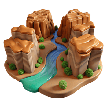 serene rustic Canyon Landscape with River professional png