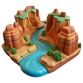 dramatic rustic Canyon Landscape with River premium png
