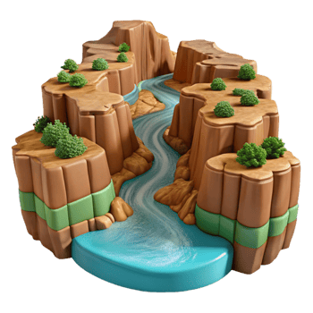 vibrant rustic Canyon Landscape with River original png