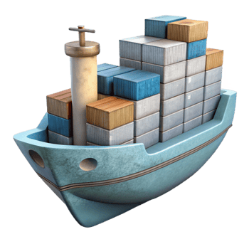dramatic artistic Cargo Ship at Sea Cutout professional png