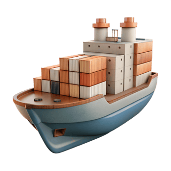 stunning abstract Cargo Ship Side View with Realistic Lighting detailed png