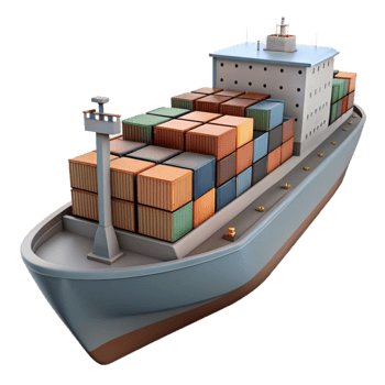 serene contemporary Cargo Ship Side View with Realistic Lighting genuine png