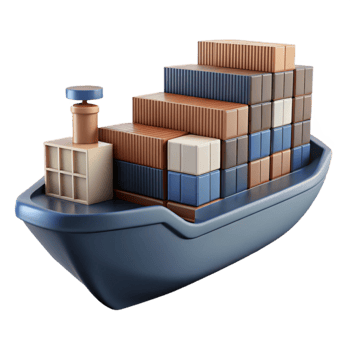 magnificent vintage Cargo Ship Silhouette with Containers Cutout Element png