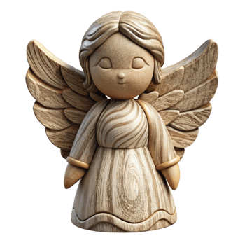 beautiful contemporary Carved Wooden Angel Figurine Cutout high resolution png