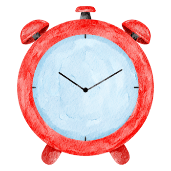 Watercolor Ilustration with Alarm Clock and School Accessories. Back to School Watercolor Illustration Featuring an Alarm Clock png