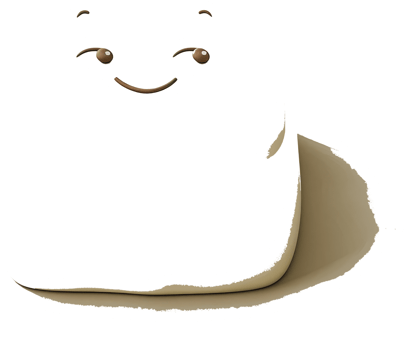 A smiling paper roll face with expressive eyes winking subtly png