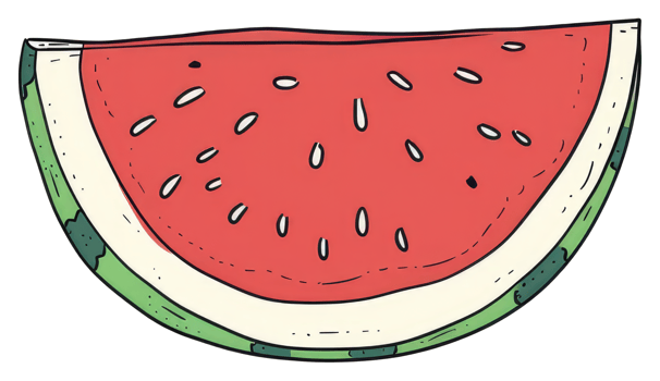 A Colorful Cartoon Illustration Depicting a Watermelon Slice png