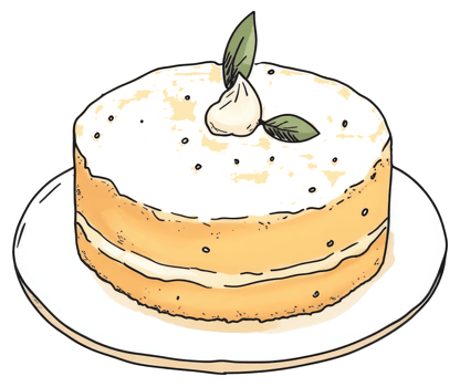 A delicious decorated cake is placed nicely on a small plate png