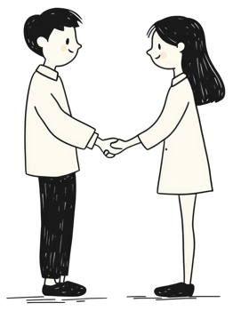 Two people hold hands while looking into each others eyes png