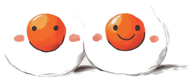 Two cute smiling eggs with blushing cheeks looking cheerful png
