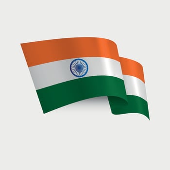 wavy national flag of India isolated on white background vector